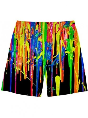 Board Shorts Men's Camouflage Printing Quick Dry Beach Board Shorts Swim Trunks - Rainbow Abstract - C518OWM56TX $45.32
