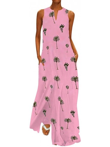 Cover-Ups Maxi Dress For Women丨deep Boho Print Dress丨womens Loose Party Dress - Pink 2 - CE18SNE6QI5 $40.98