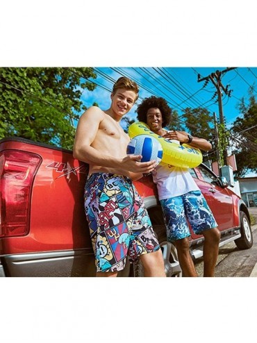Board Shorts Men's Camouflage Printing Quick Dry Beach Board Shorts Swim Trunks - Rainbow Abstract - C518OWM56TX $29.40