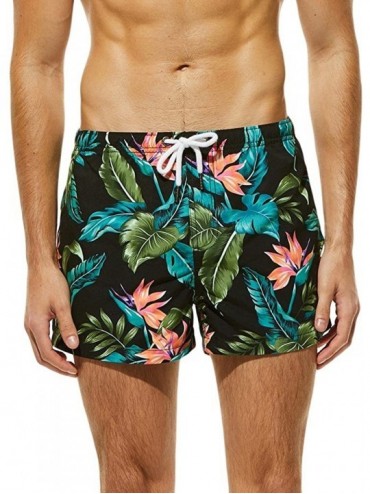 Board Shorts Mens Fashion Floral Drawstring Swim Trunks Outdoor Elastic Waist Slim Fit Beach Shorts Quick Dry Bathing Suits -...