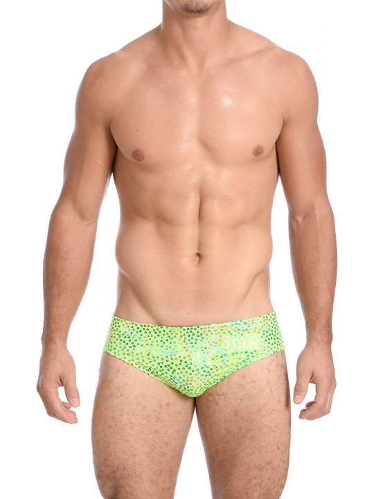 Briefs Mens New Hot Print Body Bikini Swimsuit - Trinket Lime - CC187GKEHK9 $18.59