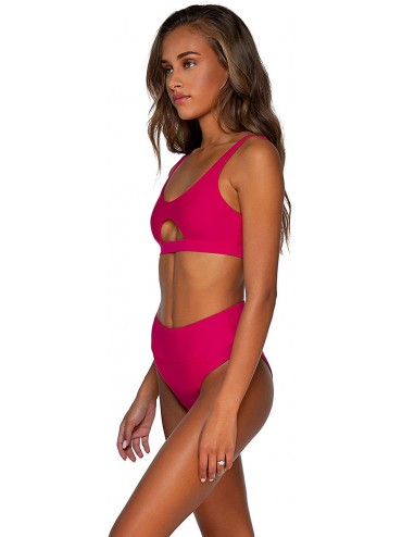 Bottoms Ariel High-Waist Bikini Bottom Swimsuit - Magenta - C01950M4RAD $41.90