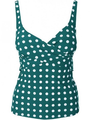 Bottoms Women Swimsuits Set Female Dot Print Split V-Neck Push Up Swimwear Beachwear Tankini Tops Boyshort Set - Green - C819...