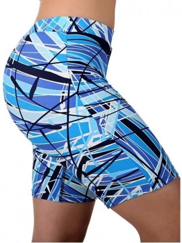 Racing Women's 4 Way Stretch Sport Board Shorts Swimsuit Bottom Skinny Capris Swim Shorts - Blue - CG184YXU4C4 $42.26