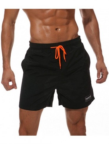 Board Shorts Swimming Trunks Men Surfing Waterproof Beach Shorts with Pockets - Black - CO18DOQYQ85 $28.58