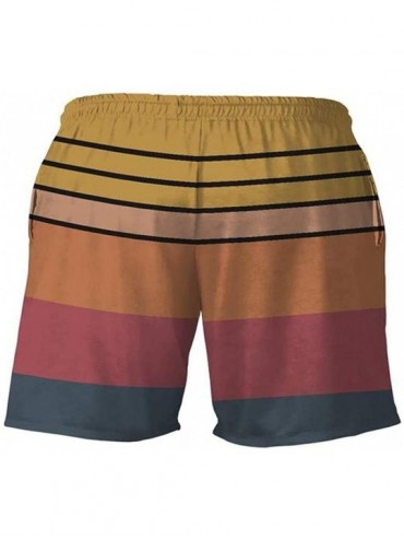 Racing Summer Men's Beachwear Shorts Drawstring Printed Boardshorts Work surf Swimming Casual Trouser Pants - Orange C - C919...