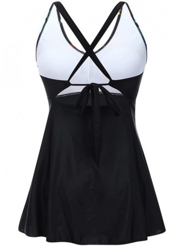 Cover-Ups Women's Tankini Swimsuit Floral Print Two Piece Bathing Suit Swimdress Plus Size Swimwear - Floral 2 - CB18QWQE7QU ...