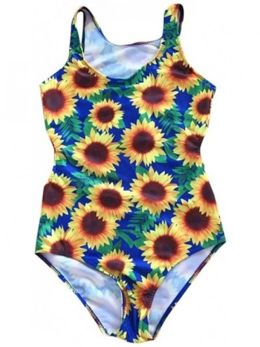 One-Pieces Women One Piece Monokini Sunflower Printed Cut Out Swimsuit Swimwear Beachwear Push Up Bathing Suit - Multi Color ...