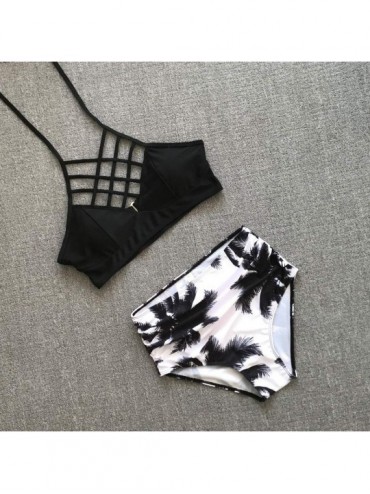 Sets Cross Bandage Halter Bikini with Padded Push-Up Ruched Swimwear- MEEYA Womens High Waist Bottoms Two-Piece Beachwear - W...