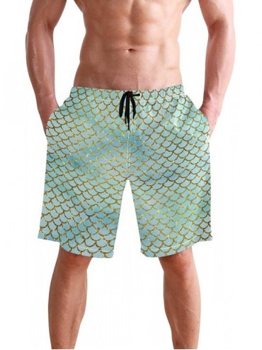 Racing Men's Swim Trunks Japanese Cherry Blossom with Mount Fuji Quick Dry Beach Board Shorts with Pockets - Mermaid Scales -...