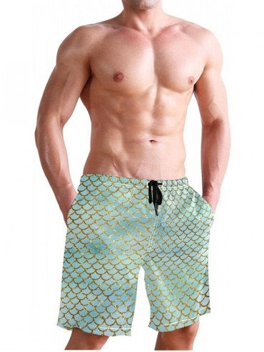 Racing Men's Swim Trunks Japanese Cherry Blossom with Mount Fuji Quick Dry Beach Board Shorts with Pockets - Mermaid Scales -...