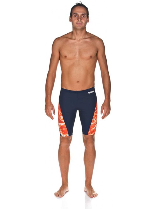 Racing Men's Shattered Glass MaxLife Panel Jammer Swimsuit - Orange - CJ18TLM6UN0 $36.05