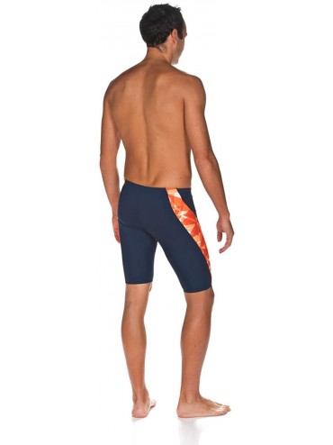 Racing Men's Shattered Glass MaxLife Panel Jammer Swimsuit - Orange - CJ18TLM6UN0 $36.05