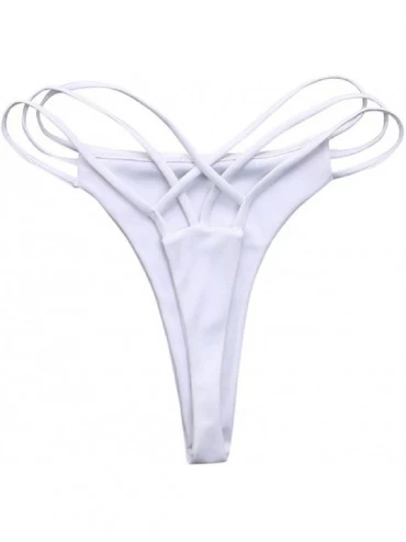 Bottoms Women Bottoms Swimsuit Bikini Swimwear Cheeky Thong V Swim Trunks - White - C4194MYZ9Y9 $18.41