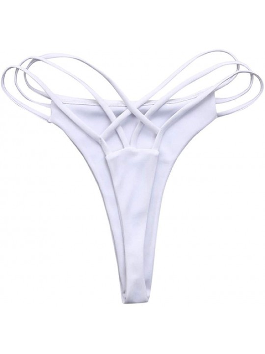 Bottoms Women Bottoms Swimsuit Bikini Swimwear Cheeky Thong V Swim Trunks - White - C4194MYZ9Y9 $7.61