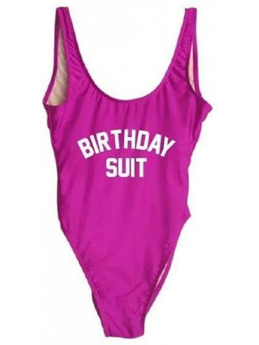 Racing Women's Backless One Piece Swimsuits - Birthdaysuit-ple-wh - CX18N83GMLE $42.20