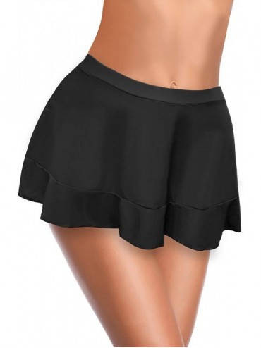 Tankinis Women's Ruffle Swim Skirt Bikini Bottom Built-in Swim Bottom Swimsuit - Black - C218ZRW0U7G $23.44