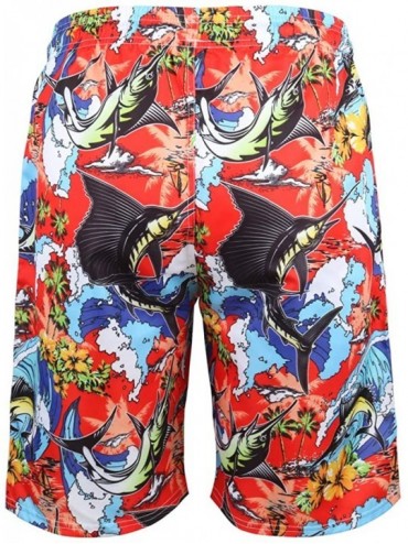 Board Shorts Men's Summer Fashion 3D Printed Shorts Recreational Sports Beach Pants - 01 Red - CM18SO6ERIO $32.41