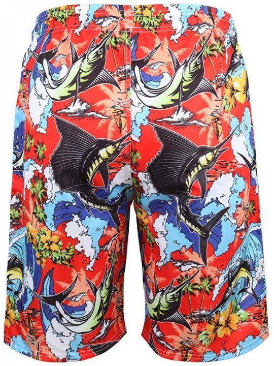 Board Shorts Men's Summer Fashion 3D Printed Shorts Recreational Sports Beach Pants - 01 Red - CM18SO6ERIO $15.54