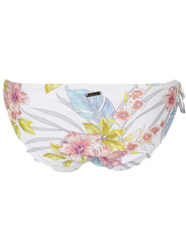 Bottoms Juniors White Multi Maui Gardens Side-Tie Bikini Bottom S - CR18N8ZRK5X $9.82