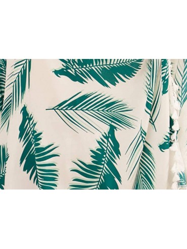 Cover-Ups Womens Kaftan Cover Up Plus Size Tropical Palm Print Loose Midi Dress Tassel Hem Flowing Bathing Suit Cover Ups 201...