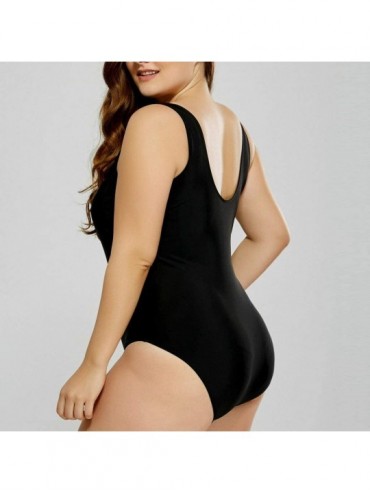 One-Pieces Womens Plus Size Swimsuit Sexy Bathing Suit Beachwear One Piece Monokini Tummy Control Swimwear L-5XL - Red - CH18...