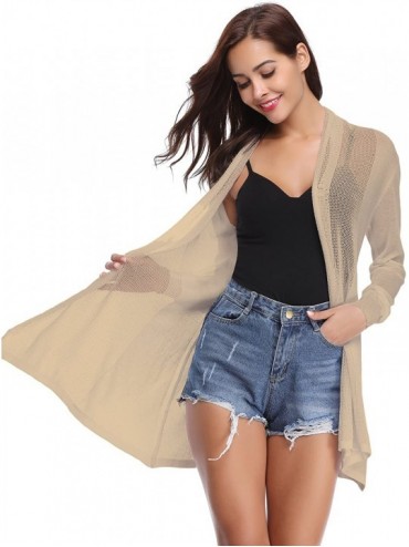 Cover-Ups Womens Casual Long Sleeve Open Front Cardigan Sweater - Khaki - C718E9U9W96 $43.30