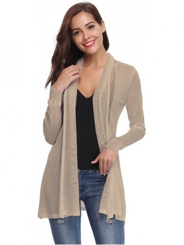 Cover-Ups Womens Casual Long Sleeve Open Front Cardigan Sweater - Khaki - C718E9U9W96 $43.30