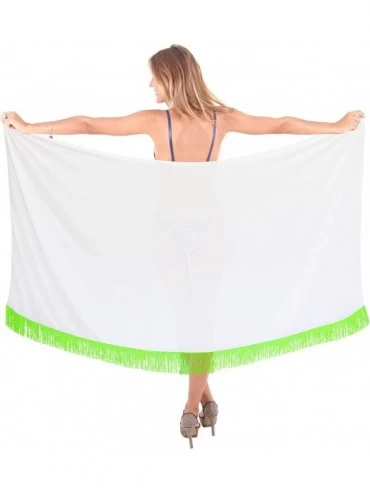 Cover-Ups Women's Pareo Swimsuit Beach Swimwear Wrap Bikini Sarong Solid Plain - Ghost White_h209 - CC17Z59ZW0D $26.32