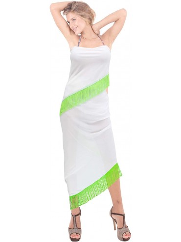 Cover-Ups Women's Pareo Swimsuit Beach Swimwear Wrap Bikini Sarong Solid Plain - Ghost White_h209 - CC17Z59ZW0D $11.74