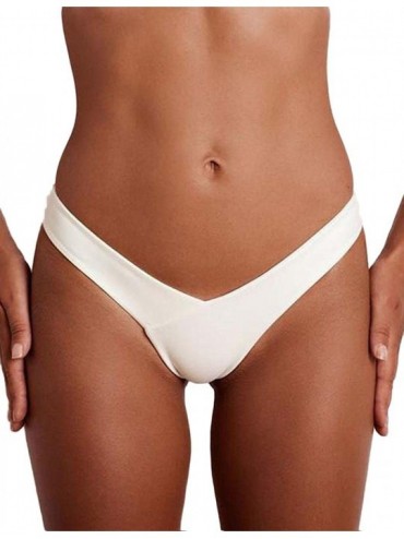Bottoms Women's Hot Summer Brazilian Beachwear Bikini Bottom Thong Swimwear - White - CW197QCATZ9 $29.96