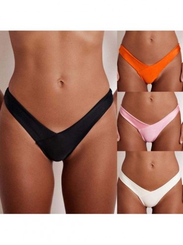 Bottoms Women's Hot Summer Brazilian Beachwear Bikini Bottom Thong Swimwear - White - CW197QCATZ9 $12.45