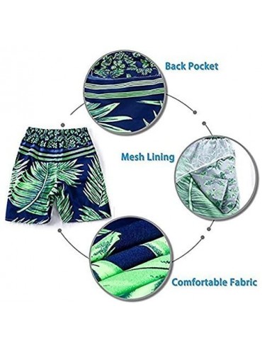 Board Shorts Golden Baroque Elements Men's Quick Dry Swim Trunks Casual Beach Board Shorts - Fashion Blue Check Pattern - C51...