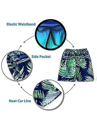 Board Shorts Golden Baroque Elements Men's Quick Dry Swim Trunks Casual Beach Board Shorts - Fashion Blue Check Pattern - C51...
