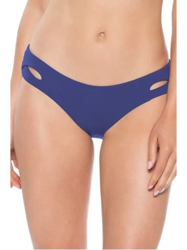 Bottoms Women's Keyhole Tab Side Hipster Bikini Bottom - Blue Topaz - CE18EOLC8T6 $49.18