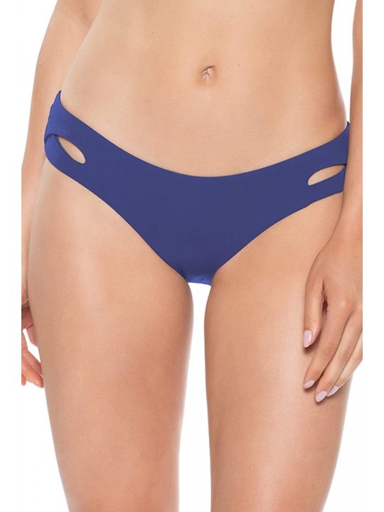 Bottoms Women's Keyhole Tab Side Hipster Bikini Bottom - Blue Topaz - CE18EOLC8T6 $32.13