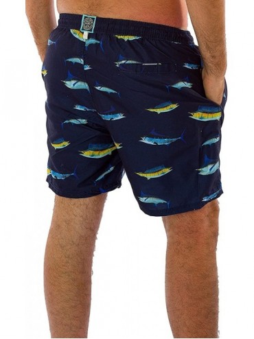 Trunks Men's Slim Fit Quick Dry Swim Shorts Swim Trunks Mens Bathing Suits with Mesh Lining - Navy - C218TUMLUIG $15.34