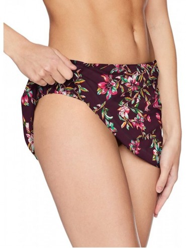 Tankinis Women's Kokomo Swim Skirt Mid Rise Bikini Bottom Swimsuit - Rosewood Vines - CM18723OZMM $42.73