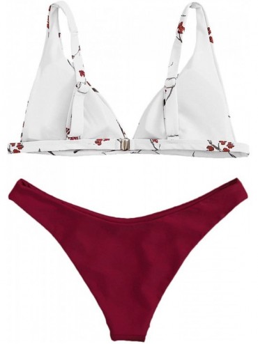 Sets Women's 2 Piece Swimsuit Triangle Bikini Set High Cut Thong Cheeky Bathing Suit - Multi-4 - CH199MAQKRW $20.93