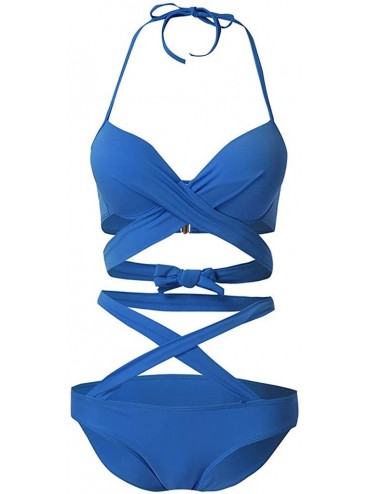 Cover-Ups Women Bandage Bikini Set Swimsuit Ladies Sexy Criss Cross High Cut One Piece Bathing Suit Monokini Swimwear Beachwe...