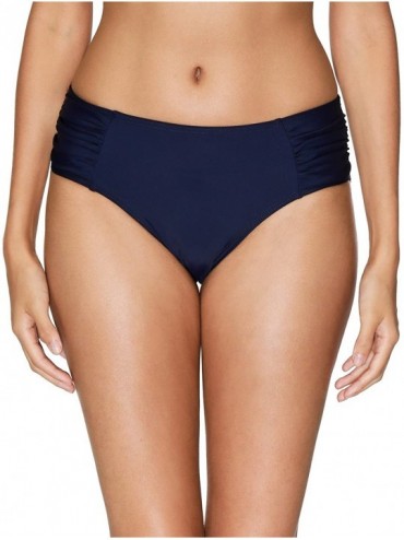 Bottoms Women's Cut Out Bikini Bottoms Strappy High Waist Swim Shorts Tankini Shorts - Navy (Side Shirred) - CG18DZ3OL6U $13.08