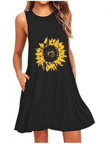 Cover-Ups Women's Dress Womens Dress Dress T-Shirt Tunic Midi Tank Beach Dress - Z-4 Black - C219CL5Q305 $15.33