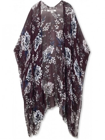 Cover-Ups Women's Beach Cover up Swimsuit Kimono Cardigan with Bohemian Floral Print - C Hazel - CX18CKKSX9S $19.54