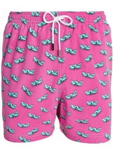 Trunks Men's Swim Trunks - Slim Fit European Style Quick Dry Designer Beach Shorts Tropical Collection (S-XXXL) - Pink Paper ...
