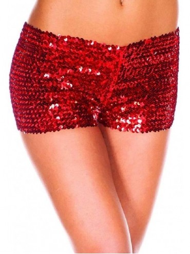 Board Shorts Women's Clubwear Sparkly Sexy Sequin Raves Mini Pants Shorts - Wine Red - C218S0390KD $25.17