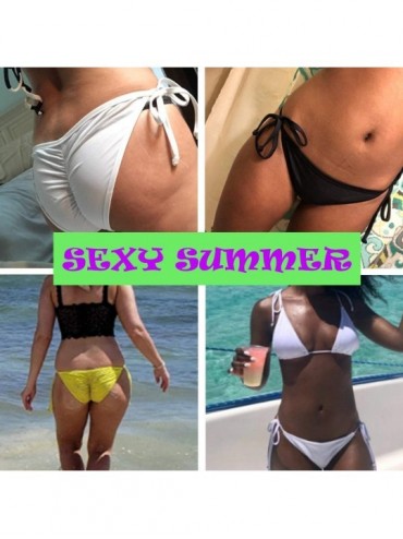 Bottoms Sexy Brazilian Ruched Semi Thong Bikini Bottom for Women Tie Side - Orange - CA12CR06ZUL $13.76