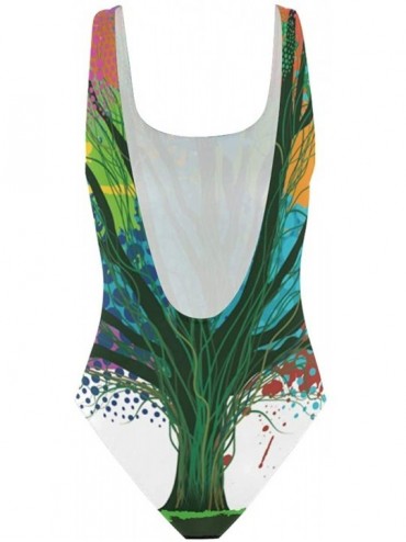 One-Pieces Womens Anarchist Flag One Piece Monokini Swimsuit Sexy Backless Retro Bathing Suit - Tree of Life - CX18O5S4SS0 $1...