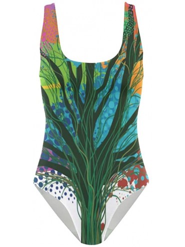 One-Pieces Womens Anarchist Flag One Piece Monokini Swimsuit Sexy Backless Retro Bathing Suit - Tree of Life - CX18O5S4SS0 $1...