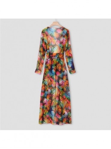 Cover-Ups Boho Cardigans Chiffon Kimono for Women Beach Cover Up Loose Shawl Tops - Multicolor 03 - CE196888K23 $14.66