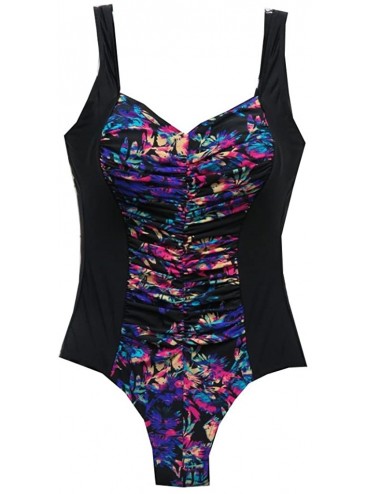 One-Pieces 1 PC Shirred Swimsuit Black/Multi Missy 6-16 - CJ12DNRNUX7 $30.45